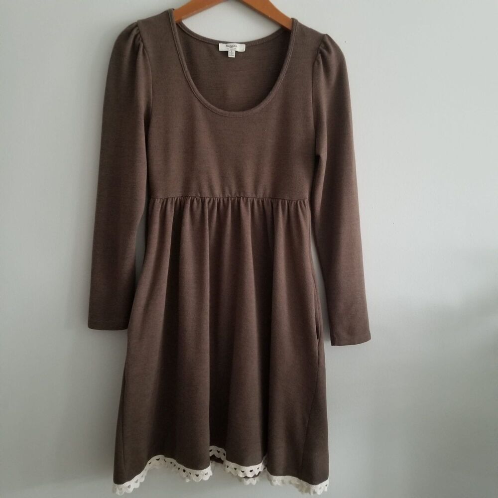 Hayden Los Angeles Vintage Y2K Style Babydoll Dress Brown Women's Small